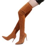 Zamszowe kozaki na szpilce brązowe 39