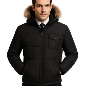 Męska kurtka wodoodporna czarna z kapturem, rozmiar XL