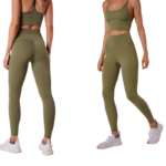 Damskie legginsy oliwkowe fitness z wysokim stanem S