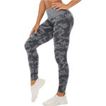 Legginsy damskie fitness szare moro M wysoki stan elastyczne dopasowane