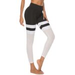 Legginsy fitness z wysokim stanem biało-czarne M