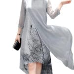 Asymetryczna sukienka damska z nadrukiem roślinnym rękaw 3/4 XXL