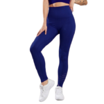 Damskie legginsy sportowe fitness niebieskie z wysokim stanem S