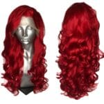 Długa peruka falowana czerwony kolor 78 cm siatka lace front