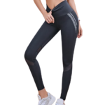 Legginsy sportowe damskie ciemnoszare siateczka wysoki stan trening fitnes