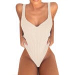 Jednoczęściowe prążkowane bikini z fiszbinami