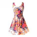 Sukienka letnia rozkloszowana kwiatowy wzór M/L