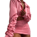 Kobiecy seksowny komplet z bufiastymi rękawami