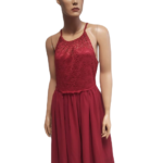 Szyfonowa sukienka na ramiączkach z koronką