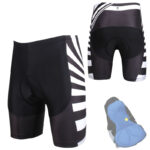 Krótkie Spodenki rowerowe kolarskie z wkładką czarno-białe EU S