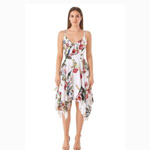 Asymetryczna mini letnia sukienka w kwiaty