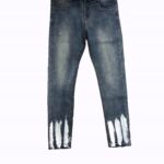 Męskie jeansy elastyczne spodnie bawełniane z efektem malowania W34 L