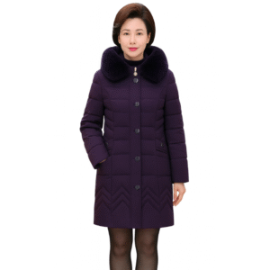 Fioletowa kurtka damska z futerkiem M