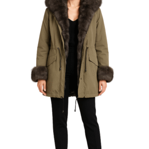 Kurtka parka khaki 2w1 z futrem eco, rozmiar L