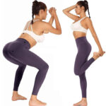 Legginsy damskie fioletowe M/L wysoki stan, siłownia/joga