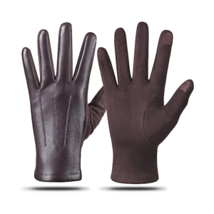 Rękawiczki ekoskóra brązowe S/M do ekranów dotykowych stylowe