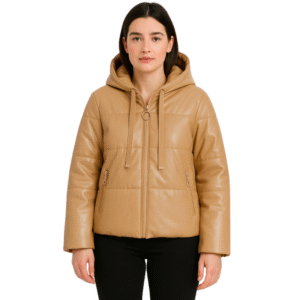 Kurtka zimowa z eko skóry karmelowa XL