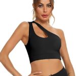 Krótki top sportowy na jedno ramię Czarny rozm.M