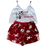 Damska PIŻAMA z nadrukiem TOP+SPODENKI