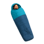Śpiwór turystyczny 3 sezonowy granatowo niebieski uniwersalny