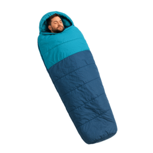 Śpiwór turystyczny 3 sezonowy granatowo niebieski uniwersalny