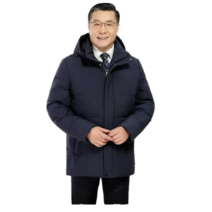 Męska kurtka zimowa granatowa z odpinanym kapturem M/L