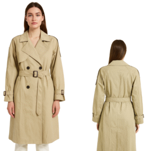 Trencz damski beżowy klasyczny elegancki rozmiar S dwurzędowy