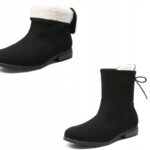 Botki damskie czarne ocieplane zamszowe za kostkę wygodne rozmiar 39