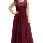 Damska bordowa wieczorowa sukienka maxi