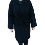 Damski płaszcz czarny na guziki z kieszeniami rozmiar L