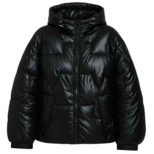 Kurtka damska czarna pikowana z kapturem XL