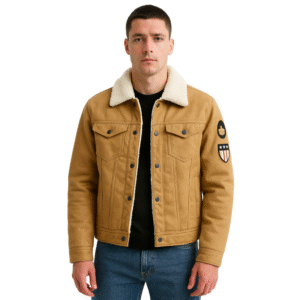 Kurtka męska pilotka jasnobrązowa z kołnierzem z futerka M