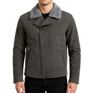 męska ramoneska szara ocieplana z kołnierzem z polaru L