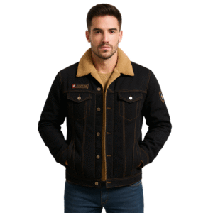 Męska kurtka sherpa granatowa ocieplana M