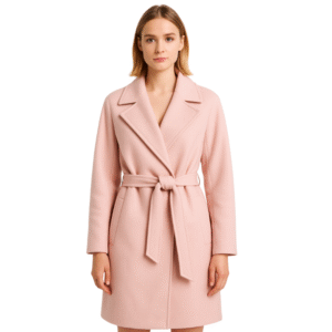 Płaszcz damski różowy z paskiem elegancki jesień zima L