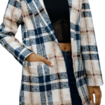 Damski płaszcz wiosenny w kratę rozmiar M