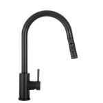 Czarna bateria kuchenna z wyciąganą wylewką 360° Nowoczesna  Mat