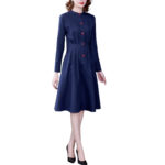 Damska granatowa sukienka z 3/4 rękawem
