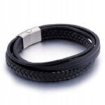 Bransoletka pleciona skórzana , rzemyki stal Casisto.J