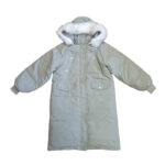 Puchowy damski płaszcz z kapturem M