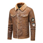 Męska ocieplana pilotka brązowa S