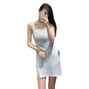 Niebieska sukienka damska EU S na ramiączkach prosta kwadratowy dekolt