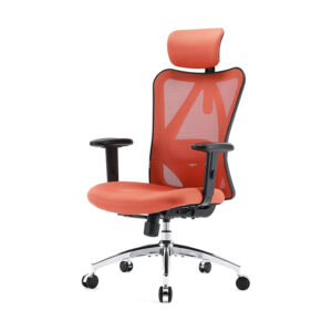 Krzesło biurowe ergonomiczne regulowany podłokietnik pomarańczowe