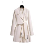 Sukienka marynarkowa ecru z paskiem rozmiar M