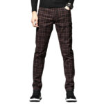 Męskie brązowe spodnie w kratkę