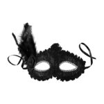 Maska wenecka z bocznym piórkiem czarna