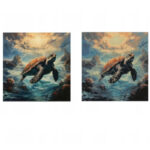 Mozaika Diamentowa ZESTAW Haft Diamentowy Żółw 5D 30x30cm