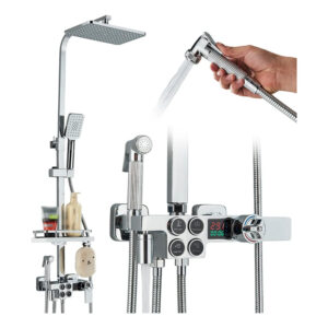 Zestaw prysznicowy naścienny srebrny