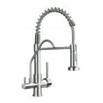 Nowoczesna bateria kuchenna trójdrożna z wyciąganą wylewką