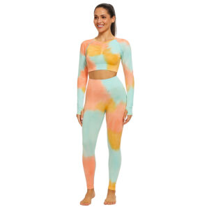 Dwuczęściowy kolorowy komplet sportowy z długim rękawem damski na trening  rozmiar S